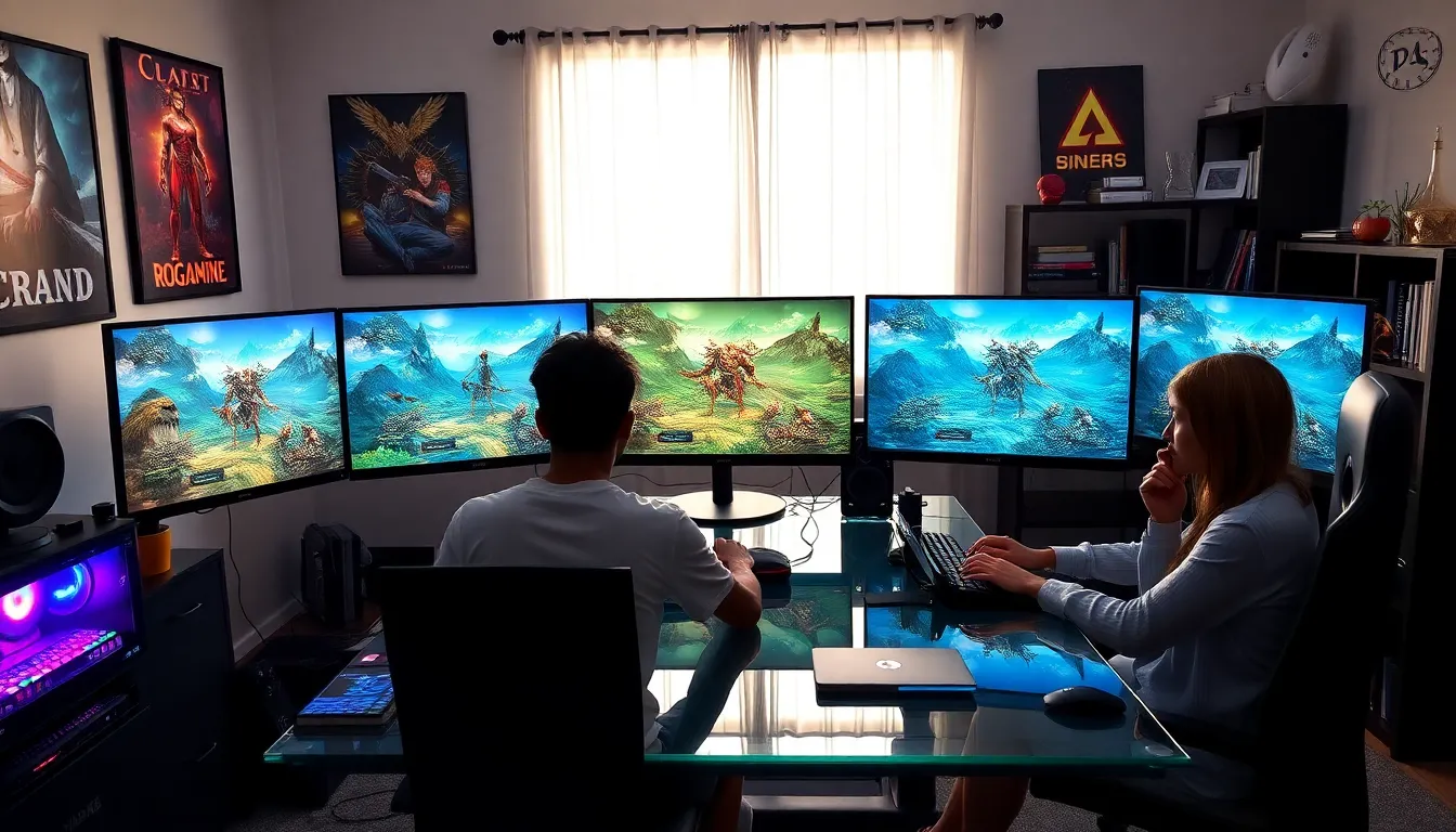 gamers enjoying Rogrand525 in a modern home office.